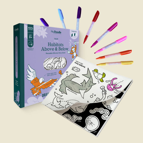 Habitats Above & Below Tales - Reusable Colouring Book