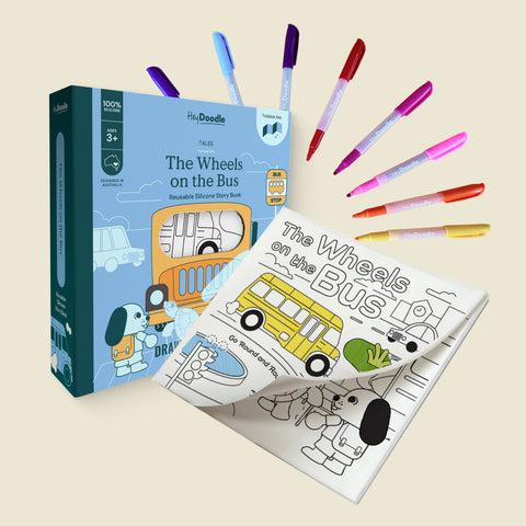 Wheels On The Bus Tales - Reusable Colouring Book